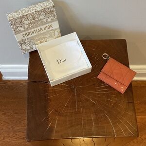 Dior Coral Cannage Wallet with Charm